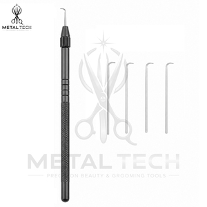 Porte-aiguilles ventilé en aluminium noir mat avec poignée moletée antidérapante et micro-crochet de verrouillage pour la confection de perruques en dentelle et les outils d'artisanat - Product Image 2