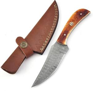 Cuchillo de Caza Hecho a Mano de Acero de Damasco, Forjado a Mano, Hoja Fija, Full Tang, para Supervivencia al Aire Libre, Bushcraft y Camping, con Calidad Premium - Product Image 2