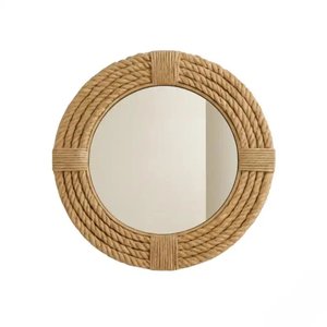 Miroir mural rond nautique artisanal avec cadre en corde de jute torsadée, décoration murale pour salle de bain de style côtier ou ferme, cadeau pour la maison - Product Image 6