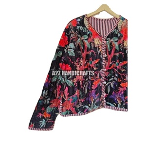 Chaqueta corta de terciopelo hecha a mano para mujer, bolsillo frontal de estilo dulce, secado rápido, reversible, transpirable, de algodón, antiarrugas, estampado - Product Image 6