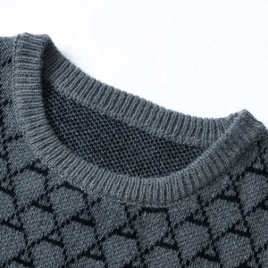 Plus Size Men's Crew Neck Cable Knit <b>Pullover</b> <b>Sweater</b> Thin Solid Color Long Sleeve Casual New Arrival Winter 100% Cotton - Product Image 3