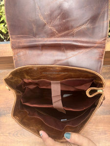 Nouveau sac à dos de luxe en cuir marron de créateur fait à la main en cuir crunch complet sac à dos élégant sac à dos sac - Product Image 6