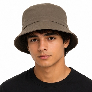 Chapeau Bob Unisexe en Coton Doux, Décontracté, à Large Bord, pour l'Extérieur, Style Urbain, Tendance, Confortable, Couleurs Terre, Accessoire de Mode - Product Image 1