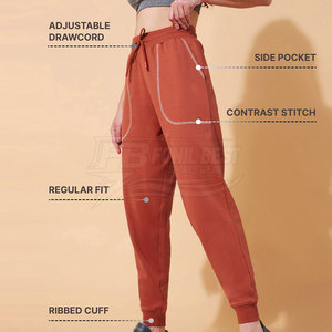 Women's Custom Logo Printed Mid Waist Casual <b>Trousers</b> 100% Cotton Eco-Friendly Breathable High Quality Wholesale - Product Image 4