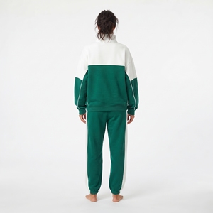 Ensemble de survêtement en molleton de coton chaud pour femmes, deux pièces, tenue d'hiver avec pull à demi-zip - Product Image 5