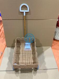 Carrito de Almacenamiento Infantil de Mimbre Hecho a Mano, Estilo Escandinavo Minimalista, Organizador de Juguetes Natural, Cesta Rodante Moderna para Guardería - Product Image 6