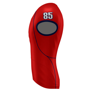 Maillot de football américain rouge personnalisé, col en V, manches courtes, impression sublimée, numéro 72, coupe régulière pour homme, évacuation de l'humidité - Product Image 4