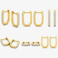 Boucles d'oreilles créoles tendance en or massif 14 carats avec diamants de laboratoire taille brillant – Créoles minimalistes en U délicates 0,20 carat certifiées IGI