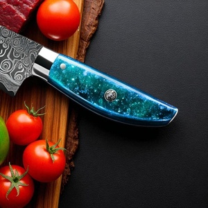 Cuchillo de Chef Hecho a Mano de Acero de Damasco con Mango de Resina Azul y Funda de Cuero, Cuchillos Profesionales de Supervivencia y Caza A&M Enterprises - Product Image 5