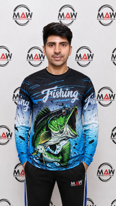 Chemise de pêche à manches longues pour homme MAW, impression par transfert thermique, séchage rapide, UPF 50, 100% polyester, vêtements d'extérieur - Product Image 1
