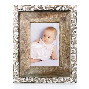 Factory Price Elegant Design Burnt White Antique Wall <b>Mount</b> Home Decoration Use Solid Mango Wood Photo <b>Frame</b> from India - Product Image 1