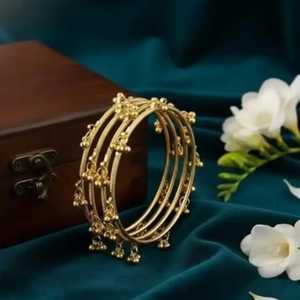 Latest Designs 8 Piece Set Golden Kashmiri Jhumki Shining <b>Bangles</b> Bridal Wedding Party Wear Premium Wholesale Price By Star Impe - Product Image 4