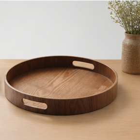 Bandeja Redonda de Madera para Almacenamiento, Diseño Minimalista, Duradera, Accesorio para Mesa de Cocina Interior - Product Image 2