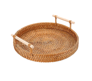 Bandeja Redonda de Ratán Tejida a Mano con Diseño Patriótico para el 4 de Julio, Barbacoa, Servir Bebidas y Aperitivos, Decoración Hecha en Vietnam - Product Image 2