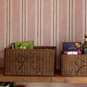 Panier de rangement rectangulaire en rotin fait main avec nœud, organisateur en osier naturel pour la décoration intérieure Vietnam - Product Image 4