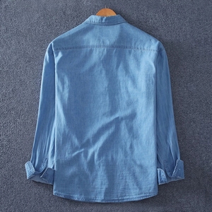 Chemise en jean pour homme 100% coton, chemise en jean décontractée à manches longues, vêtements de marque surdimensionnés pour homme - Product Image 4