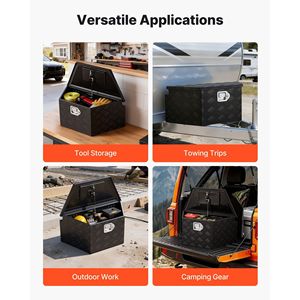 Boîte à outils robuste en aluminium pour remorque, 26'' x 13'' x 12'', avec clés, pour rangement utilitaire et organisation - Product Image 6