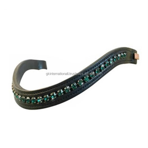 Cadena de diamantes de colores redondos personalizados, mega Bling incrustaciones, canal vacío, forma de onda, banda acolchada de cuero para cejas de caballo - Product Image 6