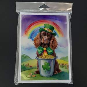 Whimsical Sussex Spaniel St Patrick's Day Tarjetas de felicitación Paquete de 8 A7 Tamaño 5x7 Tarjetas de notas en blanco con sobres - Product Image 3