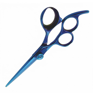 Ciseaux de coiffure professionnels en acier inoxydable, revêtement titane bleu, 3 anneaux, pour salon de coiffure, logo personnalisé, pour la coiffure. - Product Image 3