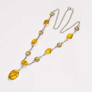 Honey Dahlia Turquoise Citrine <b>Necklace</b> Sterling Silver Bohemian <b>Statement</b> Jewelry Handmade Gift for Her - Product Image 4