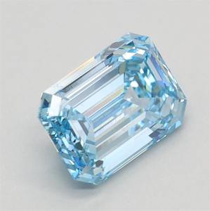 Diamant de laboratoire bleu vif fantaisie taille émeraude 1.07 carats, clarté VVS, excellente taille pour la joaillerie - Product Image 3