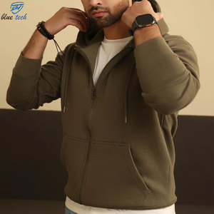 Men's Fashion Full <b>Zip</b> Hoodie Premium Cotton Blend <b>Hooded</b> Sweatshirt Wholesale Manufacturer OEM Services - Product Image 2