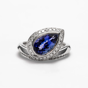 925 <b>Silver</b> Prong Setting Pear Cut Moissanite & Diamond Luxury <b>Dress</b> Ring for Anniversary & Party - Product Image 2