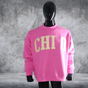 Sudadera Rosa de Cuello Redondo con Estampado de Letras Chi O, Unisex, Corte Regular, Tejida, 100% Algodón, Informal, para Otoño - Product Image 1