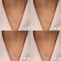SMON05 Collar con Colgante de Moissanita Redonda de Plata de Ley 925, Color D, VVS, Cadena Ajustable, 1ct 2ct 3ct 4ct, Joyería Fina