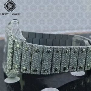 Montre de luxe Charm_Jewells en acier inoxydable, boîtier de 40 mm, mouvement mécanique analogique, date automatique, mode vintage pour homme, accents de diamants - Product Image 2