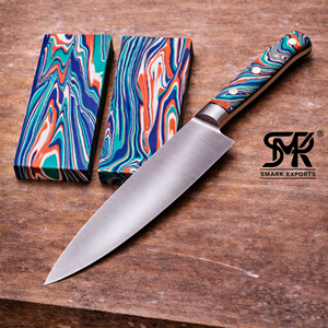 Eslabones de mango de cuchillo de mosaico verde turquesa hechos a mano, ecológicos y de alta durabilidad para suministro de mangos de cuchillos de chef personalizados - Product Image 4