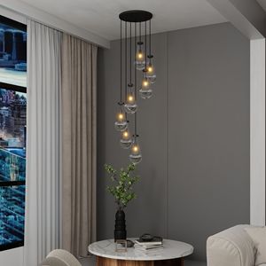 Lámpara Colgante Negra Ajustable de 7 Luces para Comedor y Sala de Estar, Lámpara de Araña Grande Negra para Vestíbulo y Entrada - Product Image 4