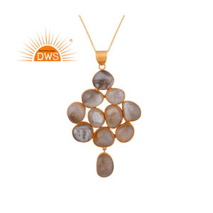 Collar con colgante de piedras preciosas de ágata blanca Natural chapado en oro de 18 quilates de plata esterlina superventas, fabricante de joyería fina Demi - Product Image 4