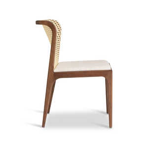 Chaise de salle à manger ergonomique en teck massif avec dossier en rotin naturel, mobilier moderne léger pour restaurant et hôtel, vente en gros - Product Image 6