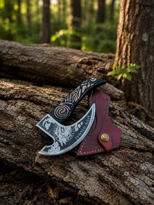 Hacha de Acero al Carbono Hecha a Mano con Mango de Madera de Palisandro, Mini Hacha para Bricolaje, Cortador de Pizza, Uso en Exteriores - Product Image 3