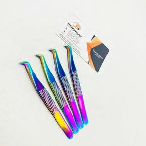 แหนบต่อขนตาสแตนเลสแบบมืออาชีพ ขายส่ง คุณภาพดี แข็งแรง จับถนัดมือ ปลายแหลม สีรุ้ง พลาสมา - Product Image 3