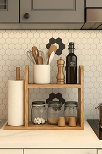 Porte-serviettes en papier en bois naturel |   Porte-rouleau de cuisine style ferme - Product Image 6