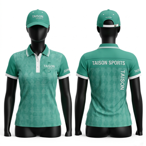 Maillot de golf pour femmes, qualité supérieure, 180 GSM, polyester piqué respirant, vert olive, bordure blanche, design à panneaux, broderie personnalisée, impression de logo - Product Image 5