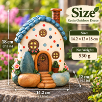 Décorations de jardin fantaisistes et adorables : Statuette de chalet solaire en résine pour jardin féerique extérieur avec fleurs et cheminée