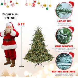 Sapin de Noël artificiel articulé de 1,80 m en PE/PVC pré-éclairé avec 500 lumières LED – Décoration de Noël de luxe - Product Image 2
