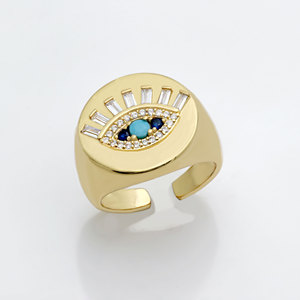 Classical Devil-Eye <b>Ring</b> 925 Sterling Silver Gold Plated White Zircon Open <b>Adjustable</b> <b>Ring</b> Fashion Women Men Jewelry - Product Image 3