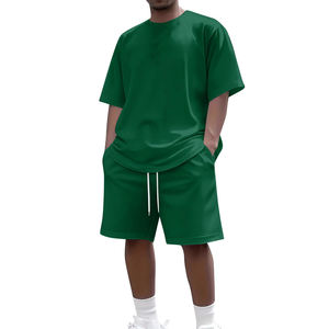 Conjuntos Deportivos de Verano para Hombre, a la Moda, de Algodón, con Color y Logotipo Personalizables, Camiseta de Manga Corta de Secado Rápido y Pantalones Cortos - Product Image 1