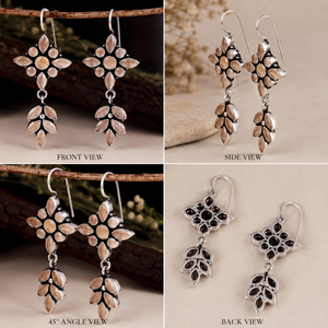 Wholesale <b>Red</b> Crystal Dangle Drop <b>Earrings</b> | Floral Leaf Statement Jewelry | Boho Ethnic Fashion <b>Earrings</b> - Product Image 4