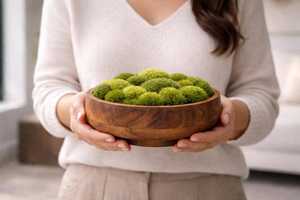<b>Preserved</b> <b>Moss</b> Bowl Centerpiece Wooden Bowl Decor Modern Spa Table Decor Minimalist Nature Gift - Product Image 2
