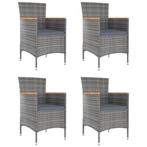 4 sillas de comedor de ratán polivinílico para patio en gris elegante juego de muebles de patio - Product Image 1