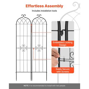 Traliccio per Rose 87 x 20 Pollici, Confezione da 4 Pezzi, Tralicci da Giardino con Chiusura Sicura, Finitura Verniciata a Polvere, Facile da Installare, Cancelli per Recinzioni - Product Image 4
