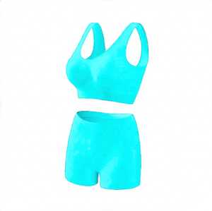 Conjuntos de Yoga para Mujer en Cian Brillante Personalizados, 2 Piezas, Ropa Deportiva sin Costuras, Traje de Gimnasio, Spandex/Poliéster, Anti-UV, Ligero - Product Image 1