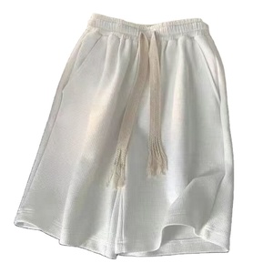 OEM Custom logo Embroidery Printed Design Solid Color Waffle <b>Shorts</b> for <b>Men</b> and Women Summer Home Thin Loose Outer Wear <b>Shorts</b> - Product Image 1