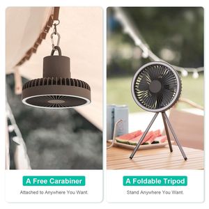 Ventilatore da Campeggio Ricaricabile da 10000mAh con Lanterna, Ventilatore Portatile con Treppiede e Gancio per Tenda, Illuminazione per Esterni - Product Image 3